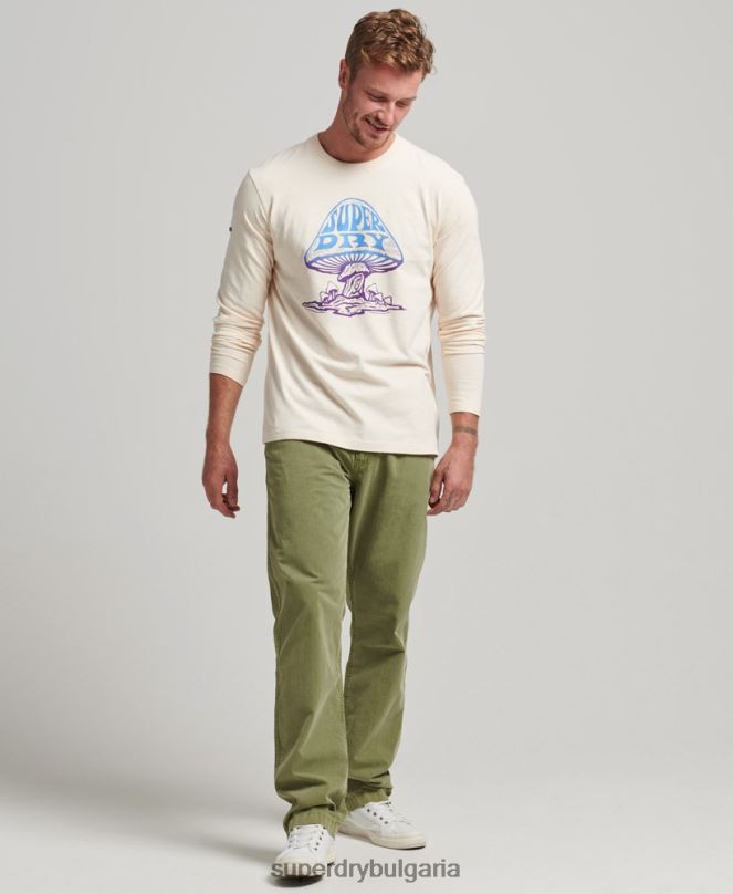 Superdry облекло N00H1582 сметана мъже psych rock горнище с дълъг ръкав