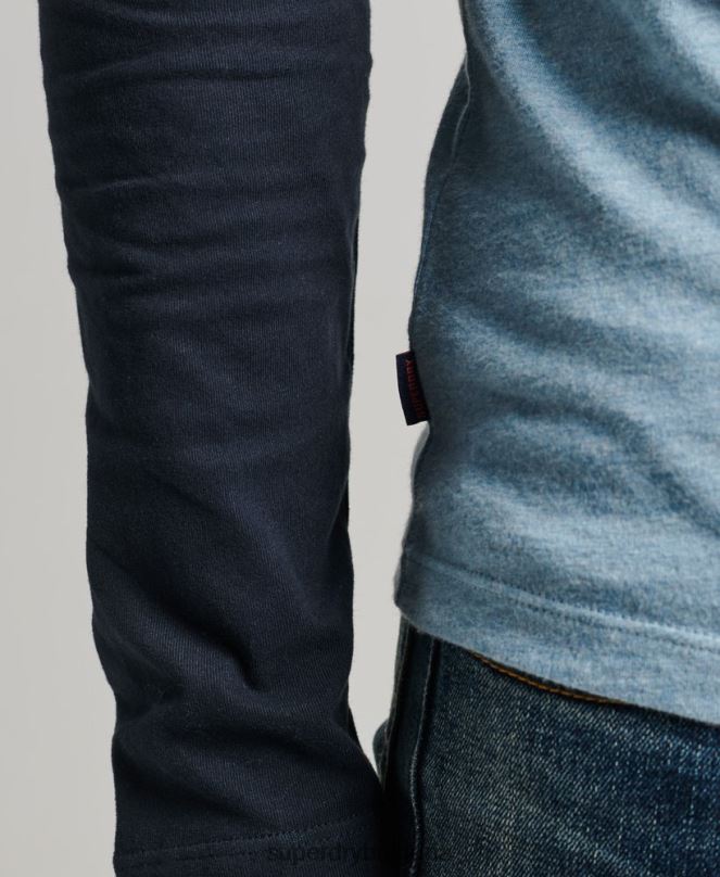 Superdry облекло N00H1583 син мъже Бейзболна топка с дълъг ръкав от органичен памук