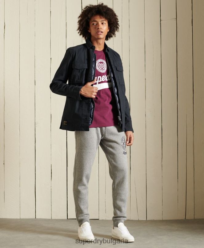 Superdry облекло N00H1585 лилаво мъже горнище с дълъг ръкав в стил скрипт