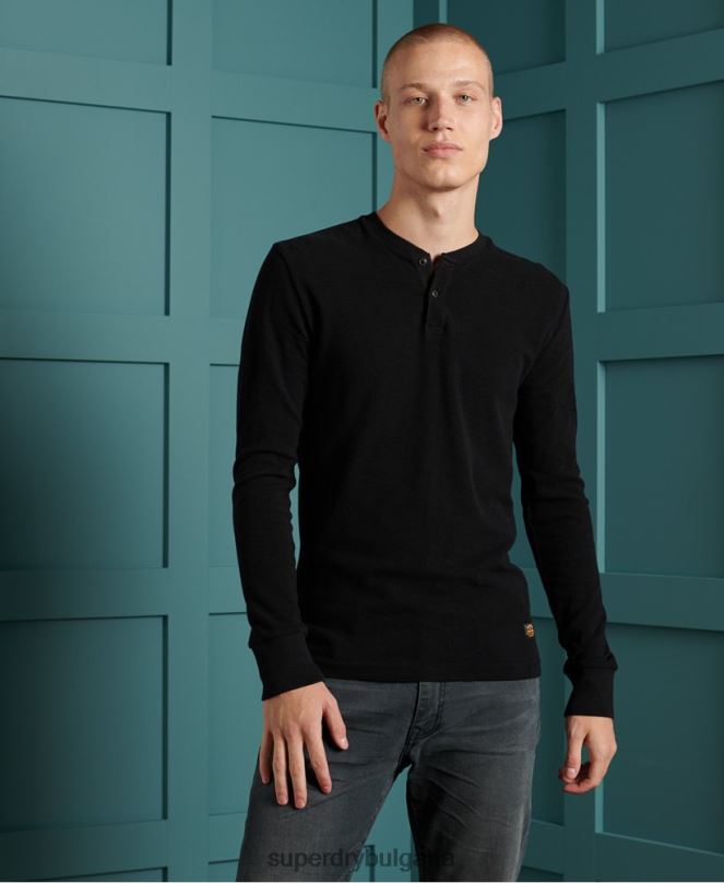 Superdry облекло N00H1588 черен мъже горна част с микро текстура