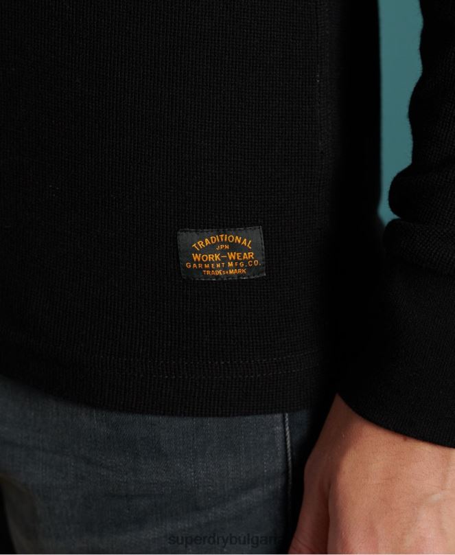 Superdry облекло N00H1588 черен мъже горна част с микро текстура