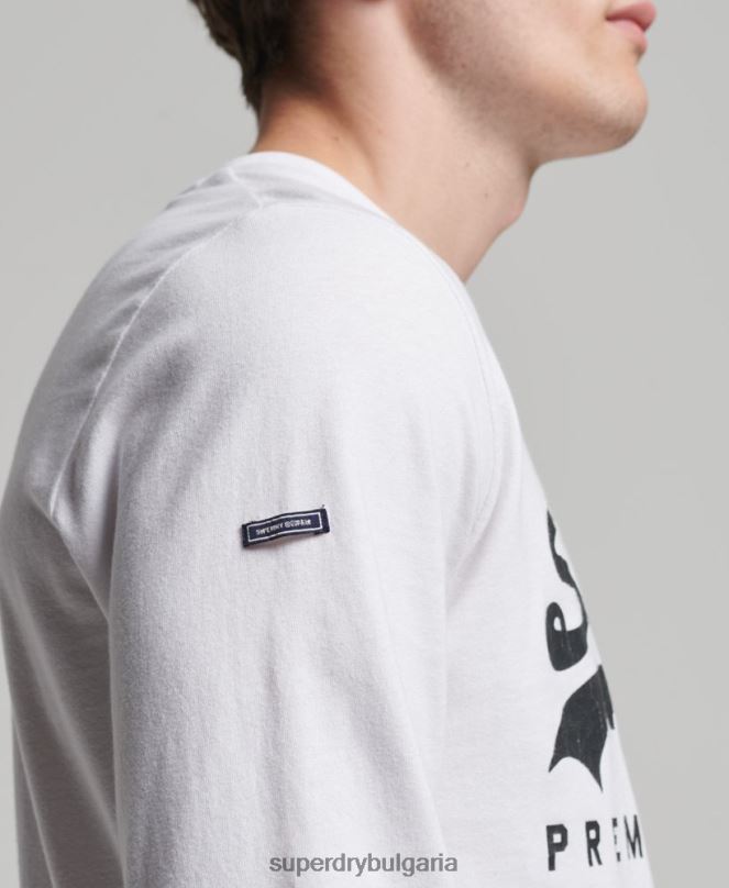 Superdry облекло N00H1590 бяло мъже горнище с дълъг ръкав с ретро лого и наследство