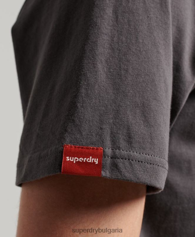 Superdry облекло N00H18 тъмно сив мъже неонова тениска с ретро лого
