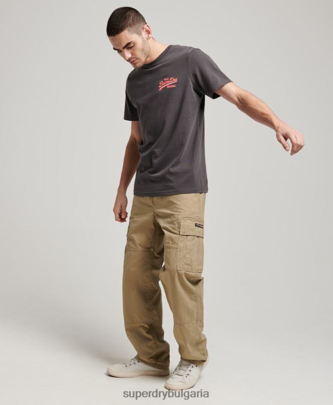 Superdry облекло N00H18 тъмно сив мъже неонова тениска с ретро лого