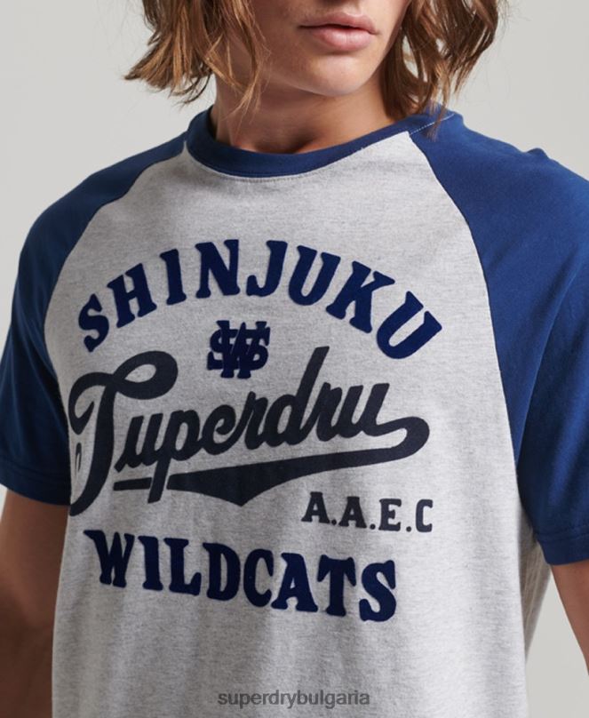 Superdry облекло N00H19 светло сив мъже реколта home run реглан тениска