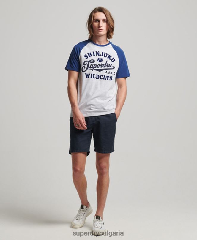 Superdry облекло N00H19 светло сив мъже реколта home run реглан тениска