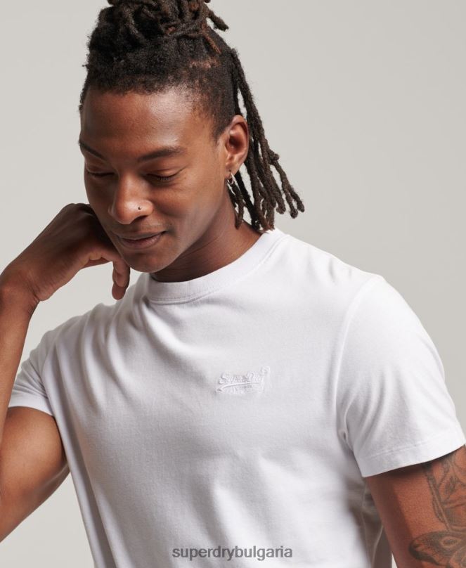 Superdry облекло N00H1 бяло мъже тениска с лого от органичен памук