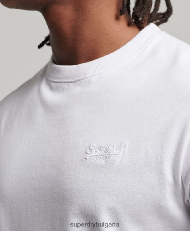 Superdry облекло N00H1 бяло мъже тениска с лого от органичен памук
