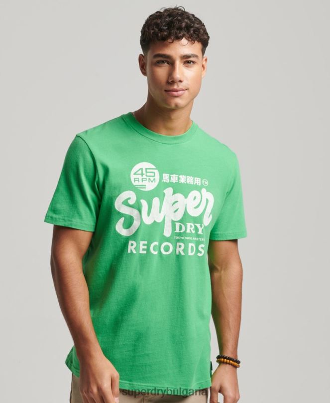 Superdry облекло N00H20 зелено мъже преработена класическа тениска