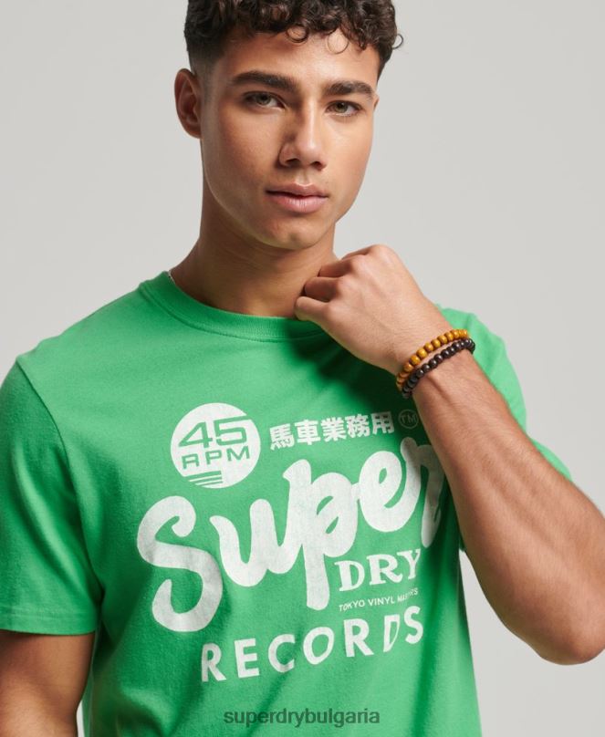 Superdry облекло N00H20 зелено мъже преработена класическа тениска