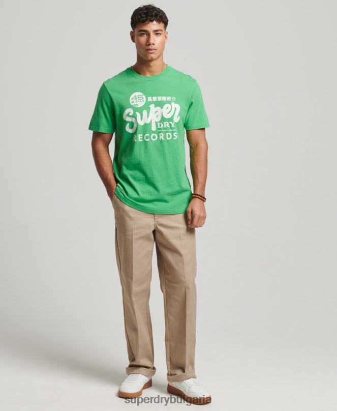 Superdry облекло N00H20 зелено мъже преработена класическа тениска