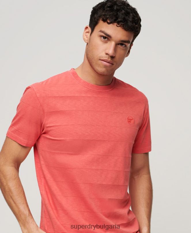 Superdry облекло N00H31 розово мъже тениска с ретро текстура от органичен памук