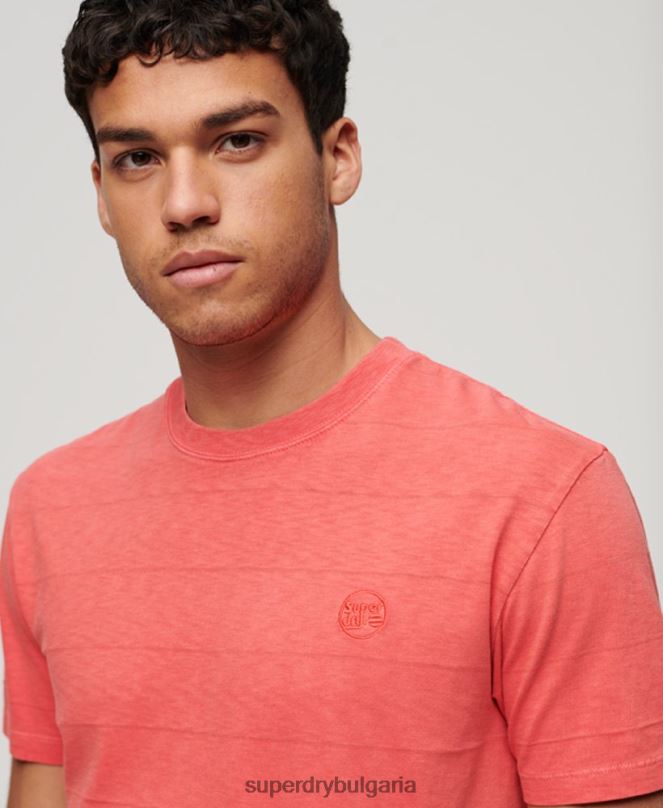 Superdry облекло N00H31 розово мъже тениска с ретро текстура от органичен памук