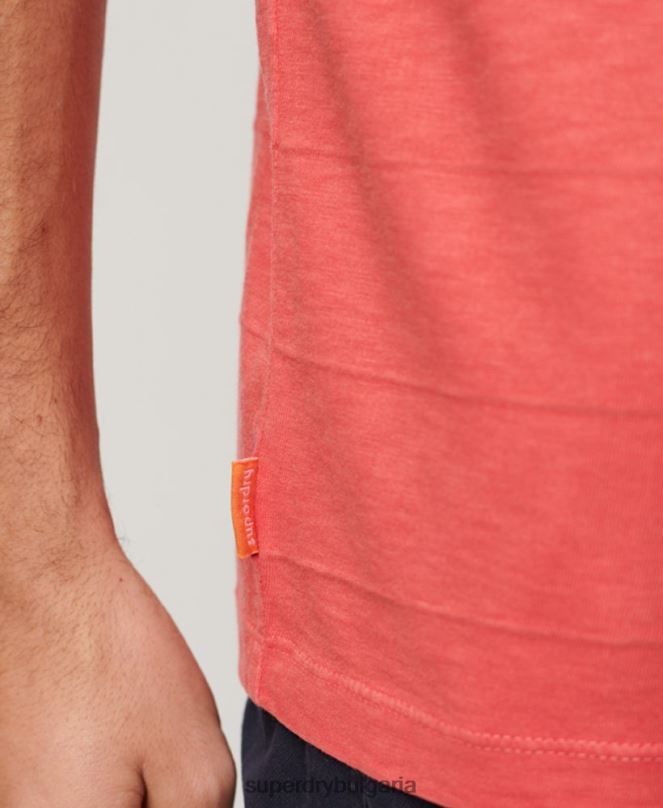 Superdry облекло N00H31 розово мъже тениска с ретро текстура от органичен памук