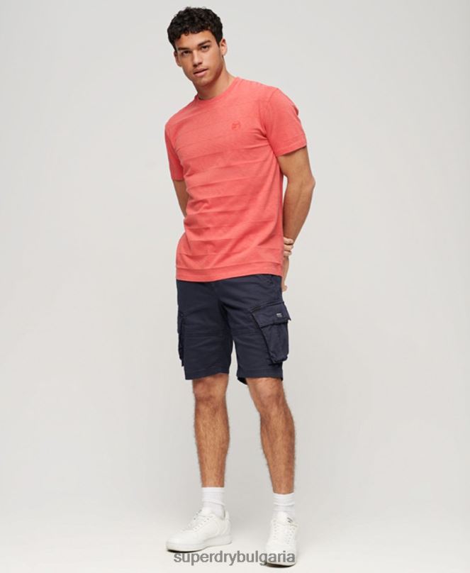 Superdry облекло N00H31 розово мъже тениска с ретро текстура от органичен памук