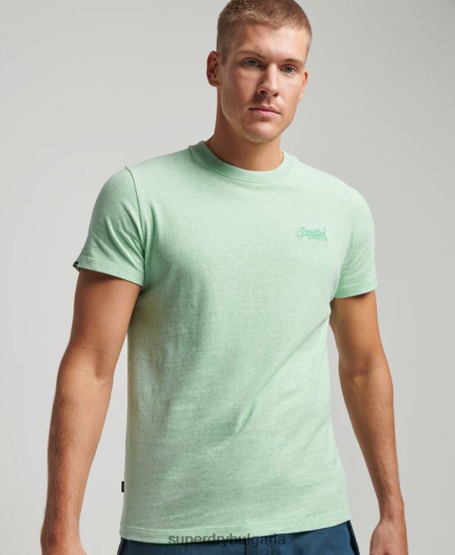 Superdry облекло N00H4 зелено мъже тениска с лого от органичен памук