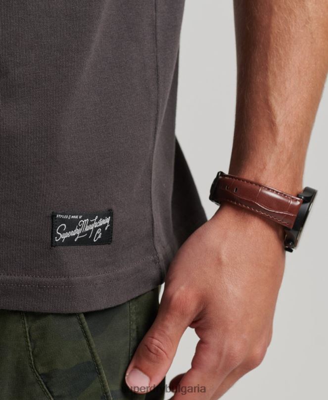 Superdry облекло N00H4794 кафяво мъже Тениска с лого на сценария на центъра на 80-те