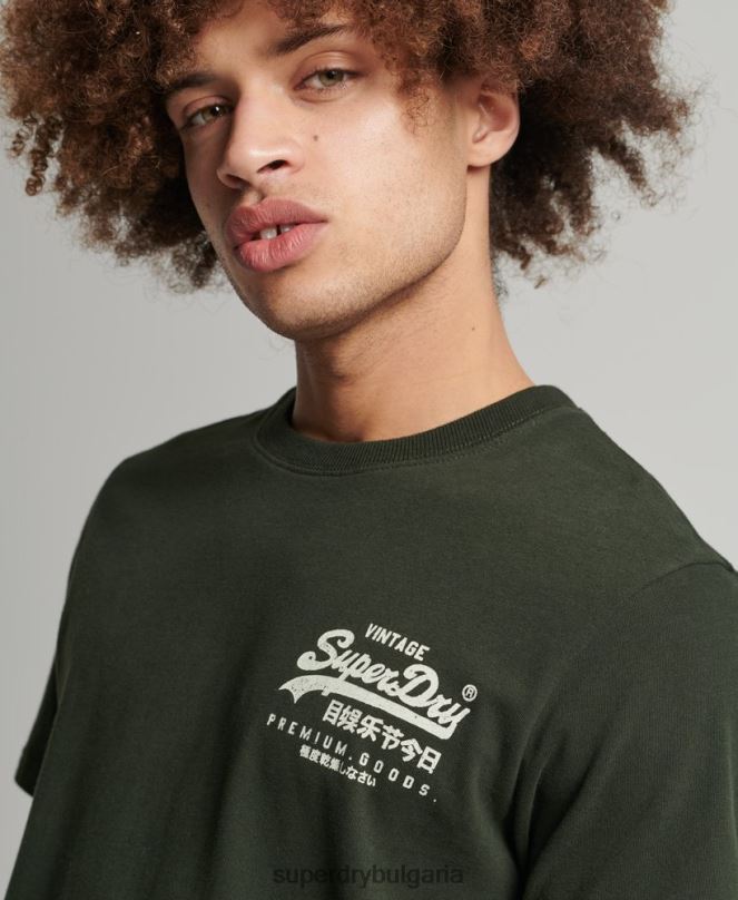 Superdry облекло N00H4795 зелено мъже тениска с ретро лого