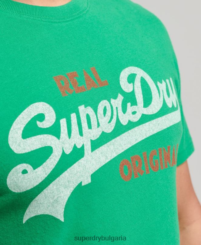 Superdry облекло N00H4797 зелено мъже тениска с ретро лого сода поп