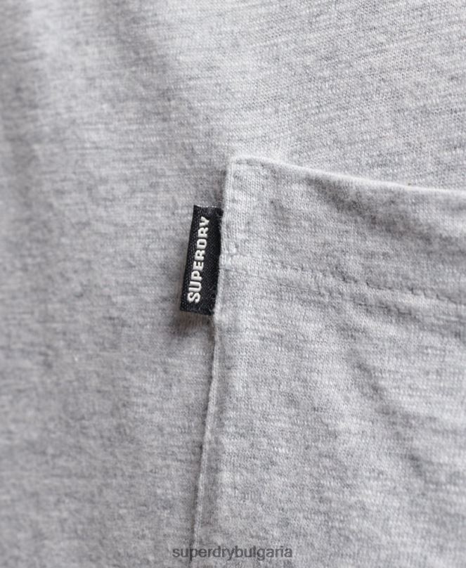 Superdry облекло N00H4800 светло сив мъже тениска с джоб от органичен памук