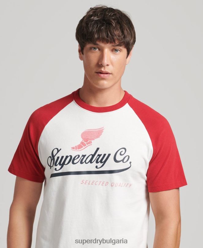 Superdry облекло N00H4802 сметана мъже реглан тениска с графика на ахил