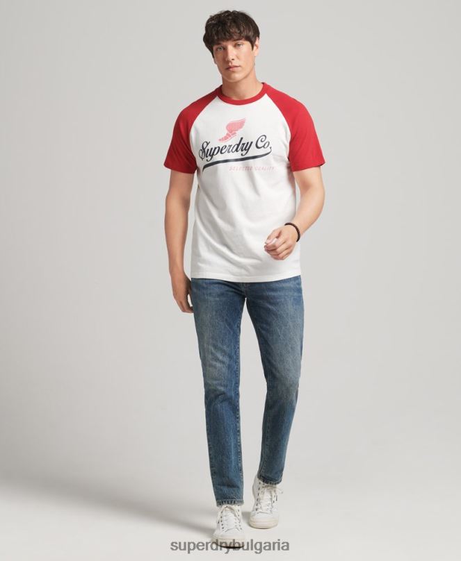 Superdry облекло N00H4802 сметана мъже реглан тениска с графика на ахил