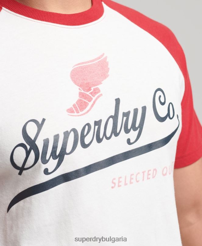 Superdry облекло N00H4802 сметана мъже реглан тениска с графика на ахил