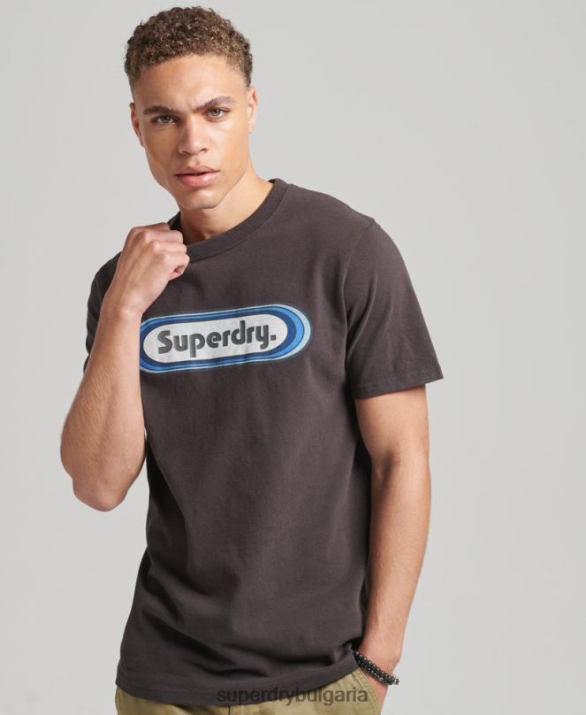 Superdry облекло N00H4808 кафяво мъже реколта търговска тениска