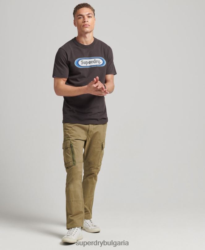 Superdry облекло N00H4808 кафяво мъже реколта търговска тениска