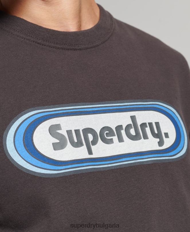 Superdry облекло N00H4808 кафяво мъже реколта търговска тениска