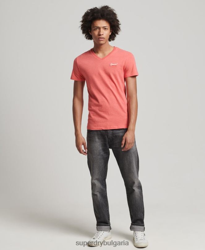 Superdry облекло N00H4809 корал мъже класическа тениска с v-образно деколте от органичен памук