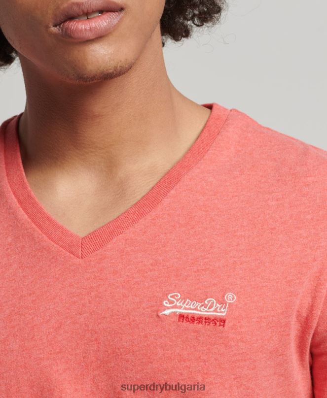 Superdry облекло N00H4809 корал мъже класическа тениска с v-образно деколте от органичен памук
