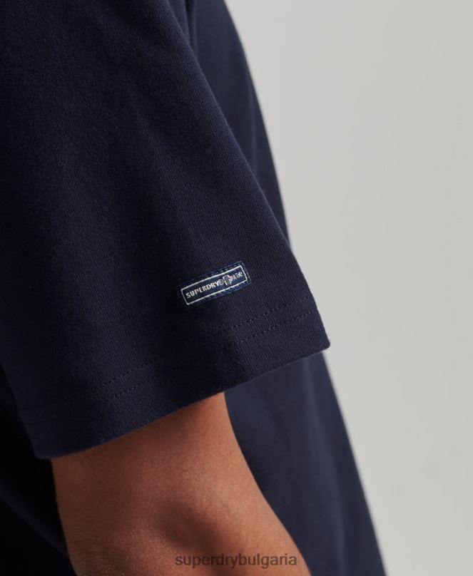 Superdry облекло N00H4811 военноморски флот мъже ретро графична тениска от 70-те на Cooper