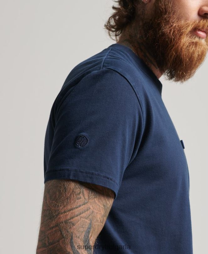 Superdry облекло N00H4812 военноморски флот мъже тениска с джоб от органичен памук