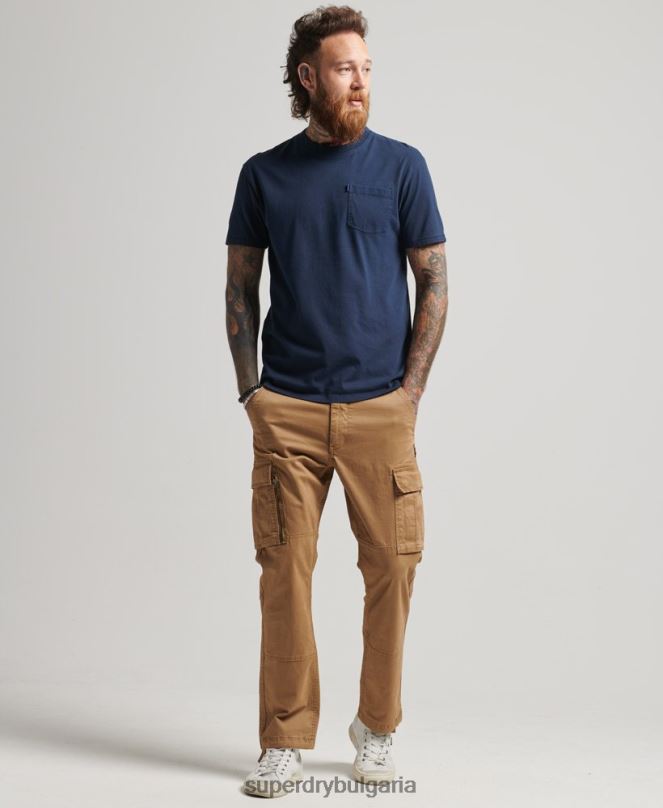 Superdry облекло N00H4812 военноморски флот мъже тениска с джоб от органичен памук
