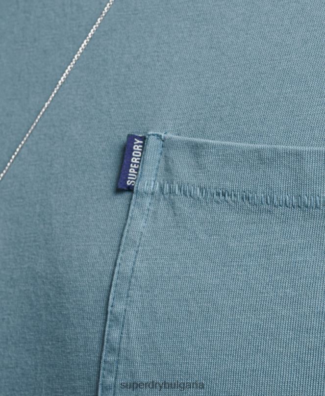 Superdry облекло N00H4814 син мъже тениска с джоб от органичен памук