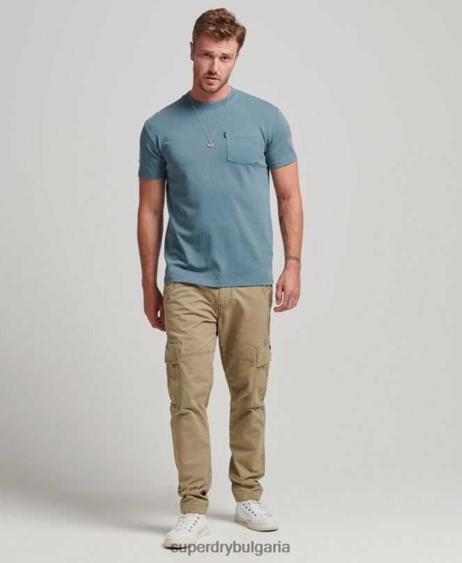 Superdry облекло N00H4814 син мъже тениска с джоб от органичен памук