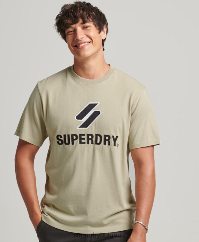 Superdry облекло N00H4815 бежово мъже тениска с апликации с лого