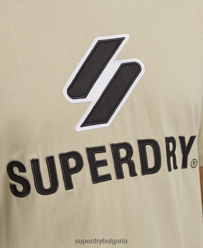 Superdry облекло N00H4815 бежово мъже тениска с апликации с лого