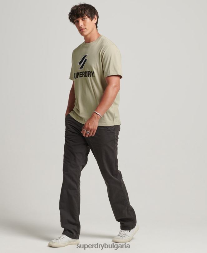 Superdry облекло N00H4815 бежово мъже тениска с апликации с лого