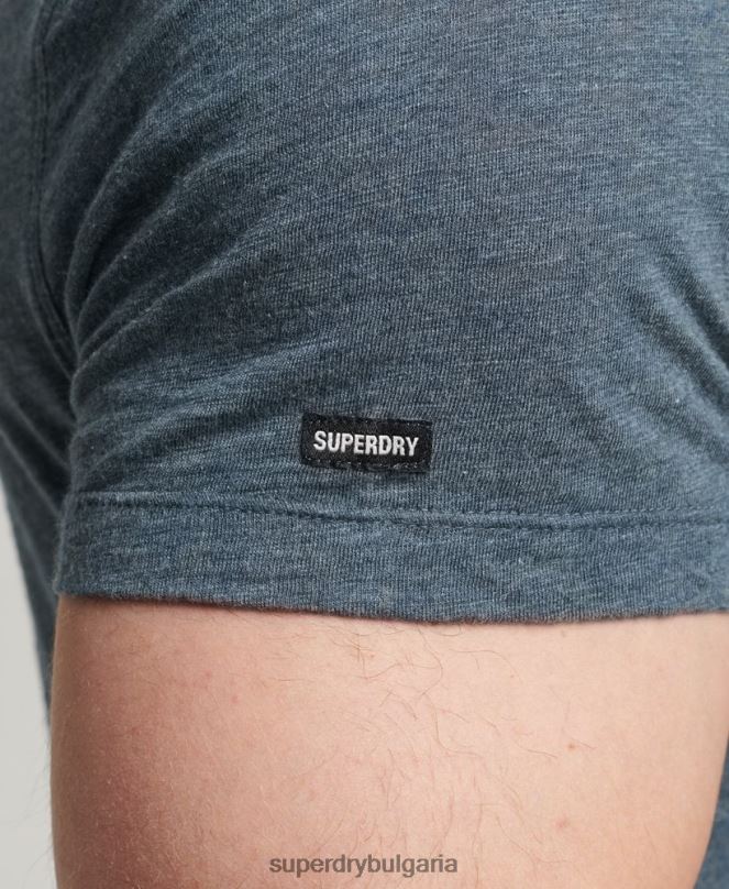 Superdry облекло N00H4819 син мъже тениска с джоб с v-образно деколте и органичен памук