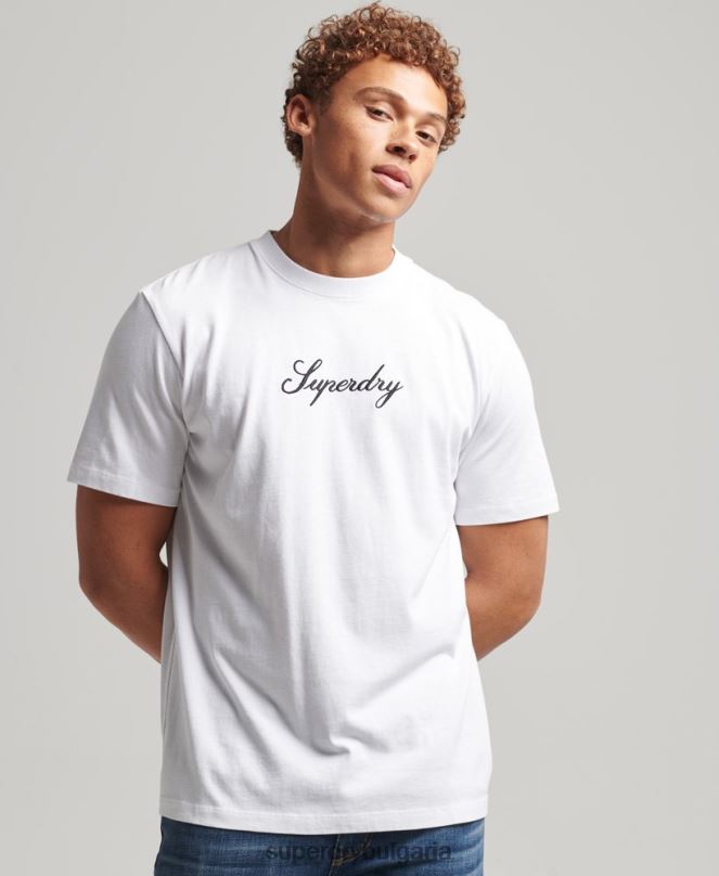 Superdry облекло N00H4822 бяло мъже наследствена тениска