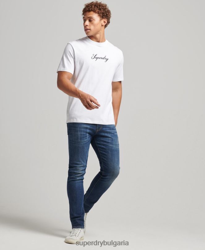 Superdry облекло N00H4822 бяло мъже наследствена тениска