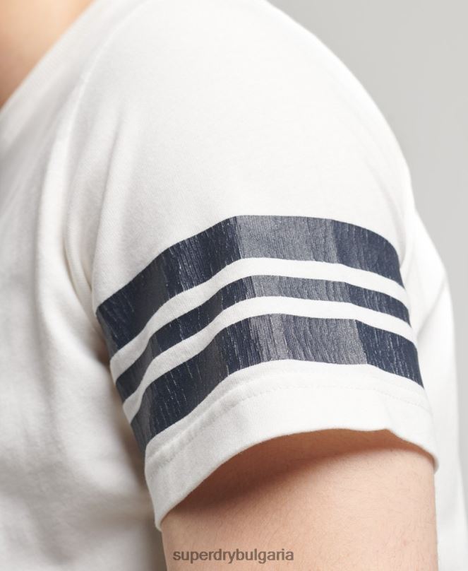 Superdry облекло N00H4824 бяло мъже тениска с графика на атлетичен колеж