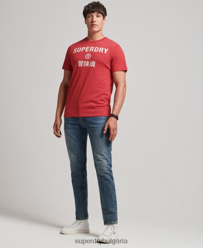 Superdry облекло N00H4826 червен мъже тениска с ретро корпоративно лого
