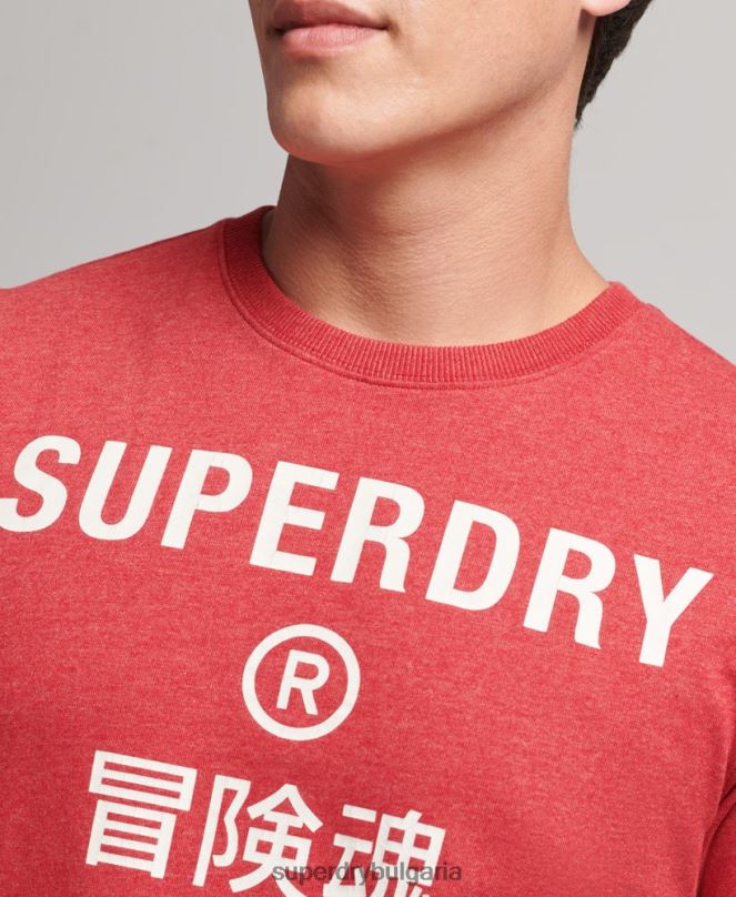 Superdry облекло N00H4826 червен мъже тениска с ретро корпоративно лого