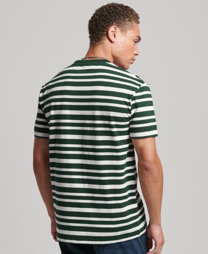 Superdry облекло N00H4827 черен мъже тениска с лого ивица от органичен памук