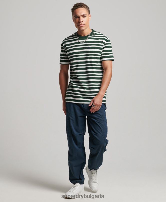 Superdry облекло N00H4827 черен мъже тениска с лого ивица от органичен памук