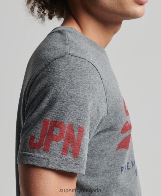 Superdry облекло N00H4828 сиво мъже тениска с класическо графично лого