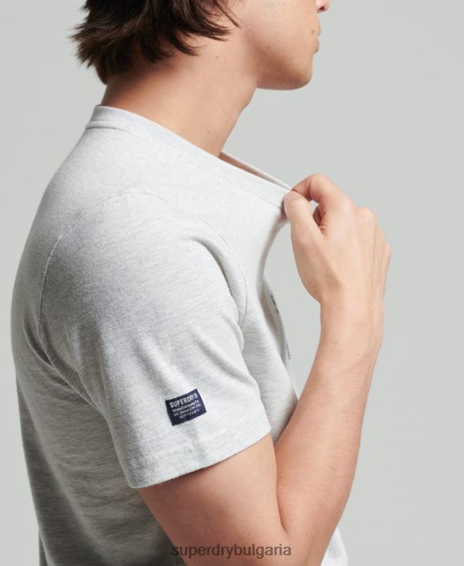 Superdry облекло N00H4829 светло сив мъже тениска с ретро корпоративно лого